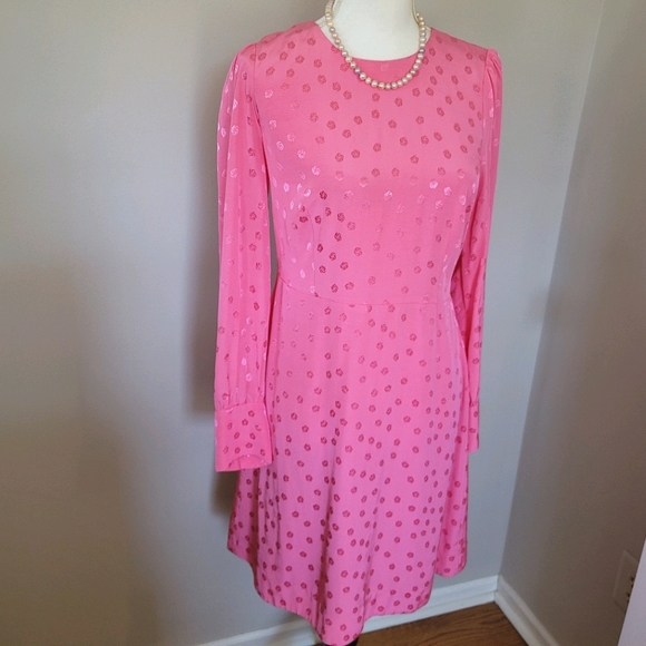 🆕️ J. Crew Pink Shift Dress Jacquard Floral Dot - Picture 9 of 13